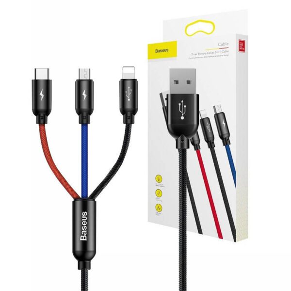 Baseus 3in1 Cable USB-C / Lightning / Micro 3,5A 0,3m (Black) - Image 13
