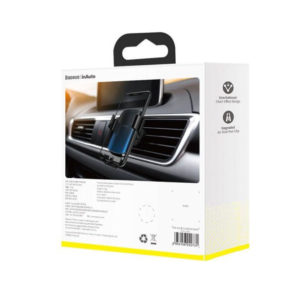 Baseus Glaze gravitational car holder for ventilation grid, aluminum (black) - Image 7
