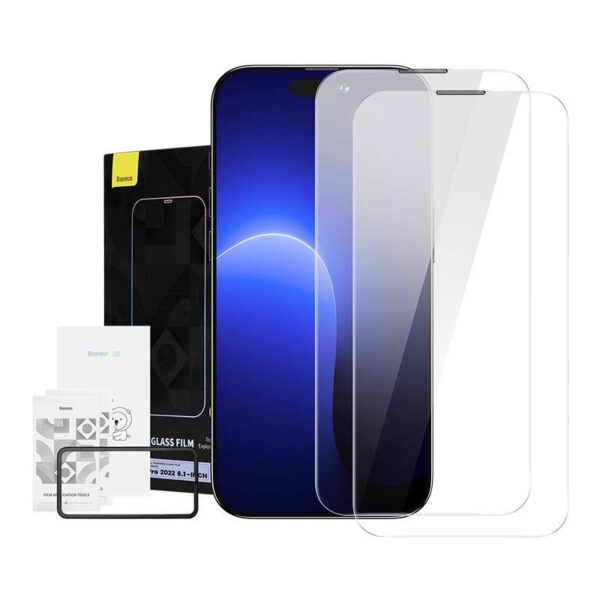Baseus Crystal Tempered Glass Dust-proof 0.3mm for iPhone 14 Pro (2pcs) - Image 9