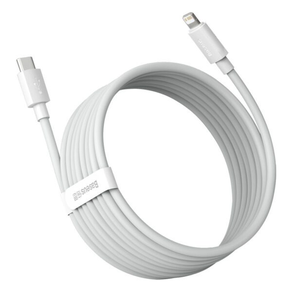 Baseus Simple Wisdom Data Cable Kit USB-C to Lightning PD 20W (2PCS/Set) 1.5m White - Image 3