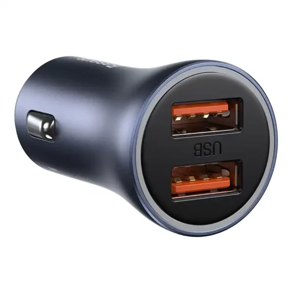 Baseus Golden Contactor Pro Car Charger 2x USB, 40W (gray) +  Cable USB to USB-C 1m (black) - Image 5