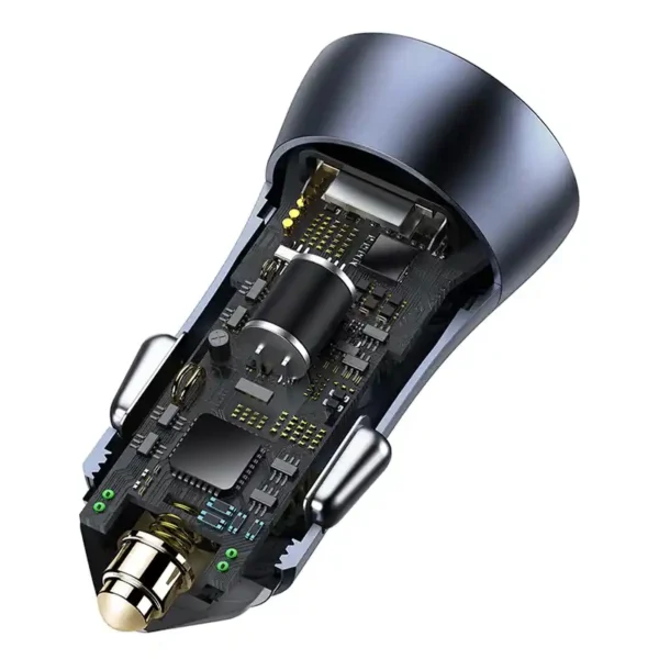Baseus Golden Contactor Pro Car Charger USB + USB-C, QC4.0+, PD, SCP, 40W (gray) + Cable USB-C do iP 1m (black) - Image 5