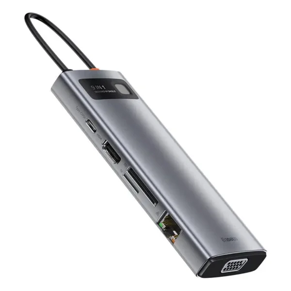 Hub 9in1 Baseus Metal Gleam Series, USB-C to 3x USB 3.0 + HDMI + USB-C PD + Ethernet RJ45 + microSD/SD + VGA - Image 6