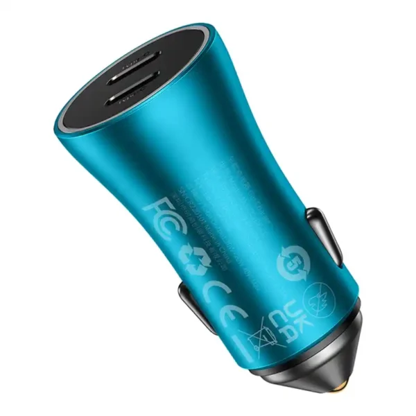 Baseus Golden Contactor Pro car charger, 2x USB-C, 40W (blue) - Image 4