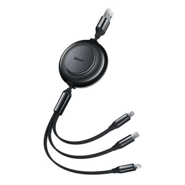 Baseus Bright Mirror 2, USB 3-in-1 cable for micro USB / USB-C / Lightning 3.5A 1.1m (Black) - Image 5