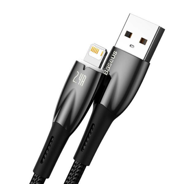 USB cable for Lightning Baseus Glimmer Series, 2.4A, 2m (Black) - Image 3