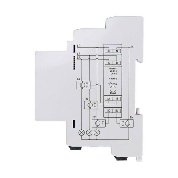 Shelly PRO 3EM 120A 2-Phase Energy Meter, WiFi/Bluetooth - Image 3