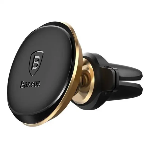 Baseus Magnetic Air Vent Car Mount Holder with cable clip Gold - Image 2