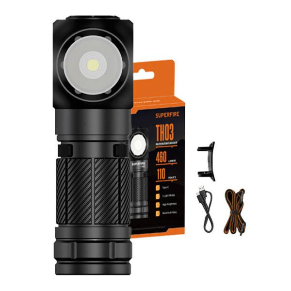 Superfire TH03 multi-function flashlight, 460 lm, USB-C, 5 modes - Image 2