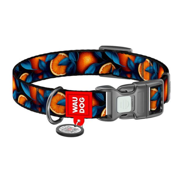 Waudog "Oranges" nylon dog collar with QR code, size L - Image 2