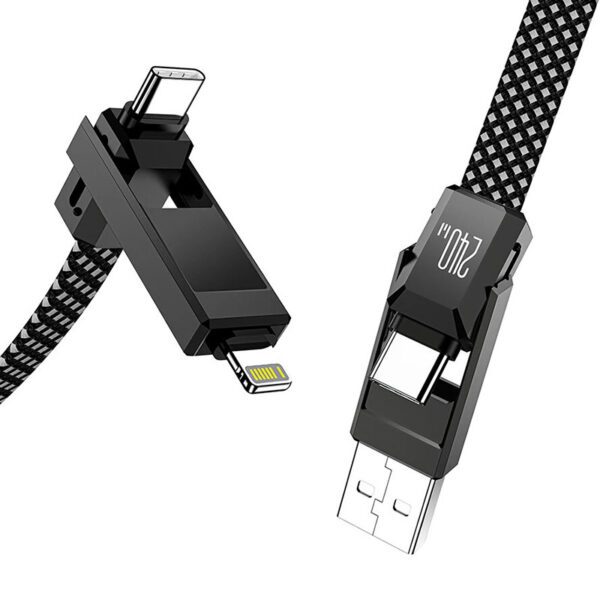 Blitzwolf BW-HDC7 4-in-1 USB+C+Lightning cable 240W 1.2m (black) - Image 4