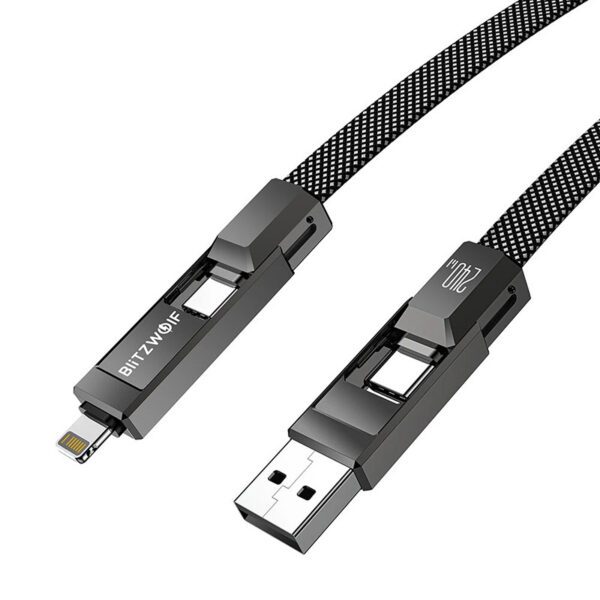 Blitzwolf BW-HDC7 4-in-1 USB+C+Lightning cable 240W 1.2m (black) - Image 3