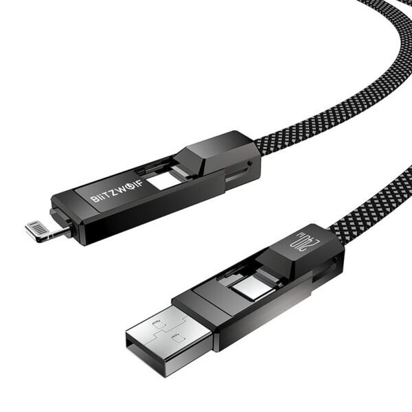Blitzwolf BW-HDC7 4-in-1 USB+C+Lightning cable 240W 1.2m (black) - Image 5