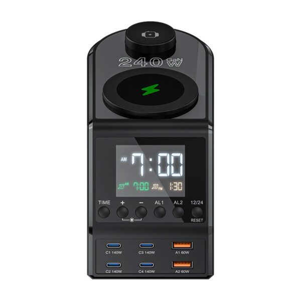 Blitzwolf BW-FW10 alarm clock with charger 2xUSB-A, 4xUSB-C, 240W - Image 2
