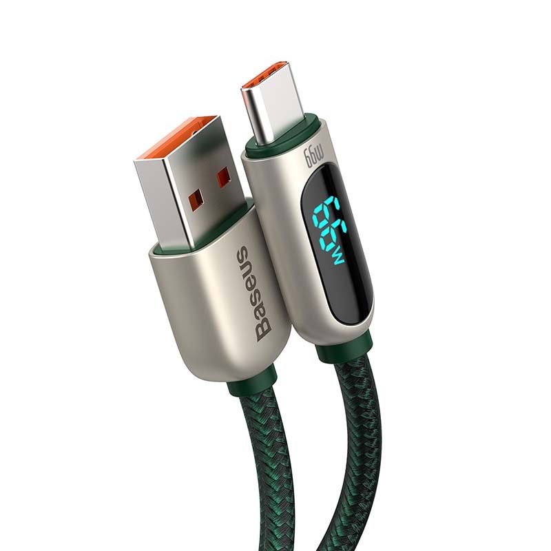 Baseus Display Cable USB to Type-C, 66W, 2m (green) - Image 2
