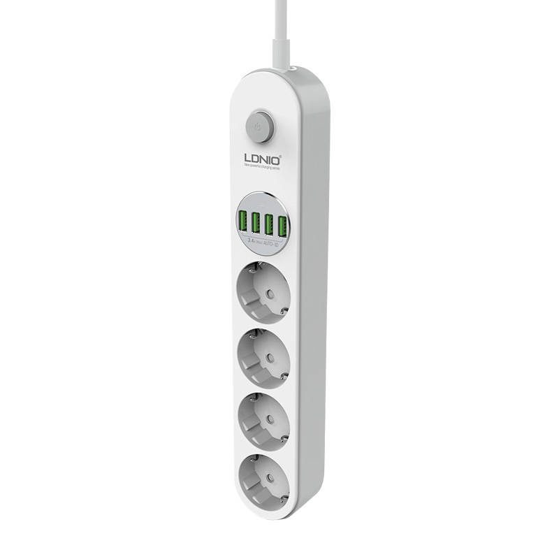 Power strip with 4 AC sockets, 4x USB, LDNIO SE4432, 2m (white) - Image 3