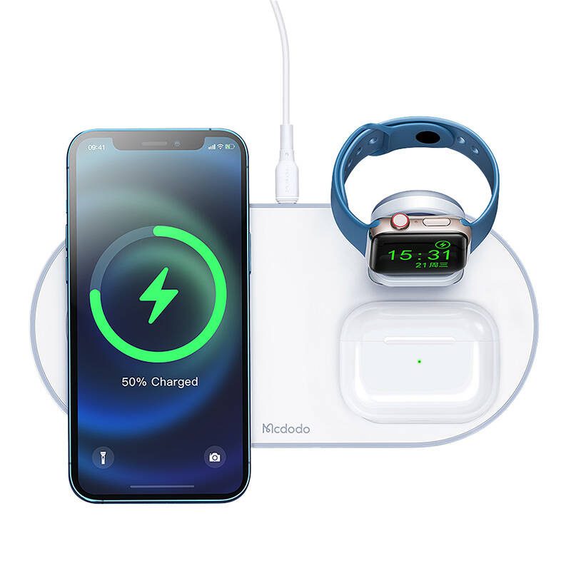 Wireless Charger Mcdodo CH-7060 3 in 1 15W (mobile/TWS/Apple watch) (white) - Image 3
