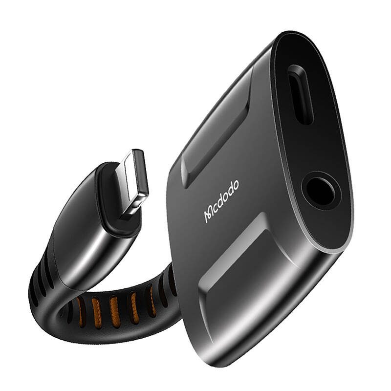 Lightning to Lightning + AUX 3.5mm mini jack adapter, Mcdodo CA-6340 (black) - Image 2