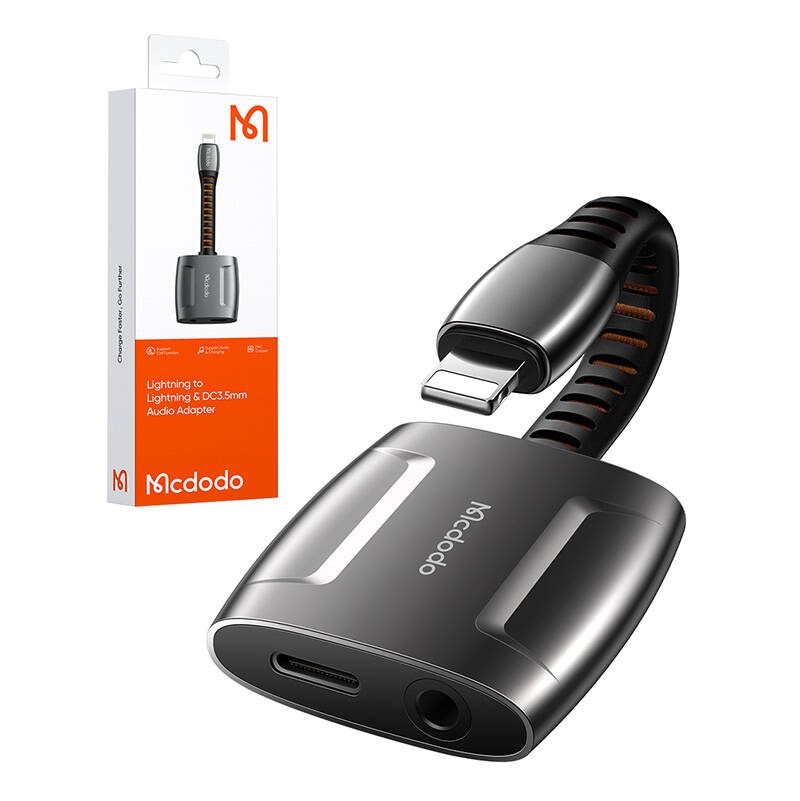 Lightning to Lightning + AUX 3.5mm mini jack adapter, Mcdodo CA-6340 (black) - Image 4