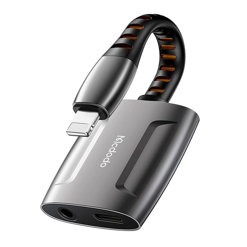 Lightning to Lightning + AUX 3.5mm mini jack adapter, Mcdodo CA-6340 (black) - Image 3