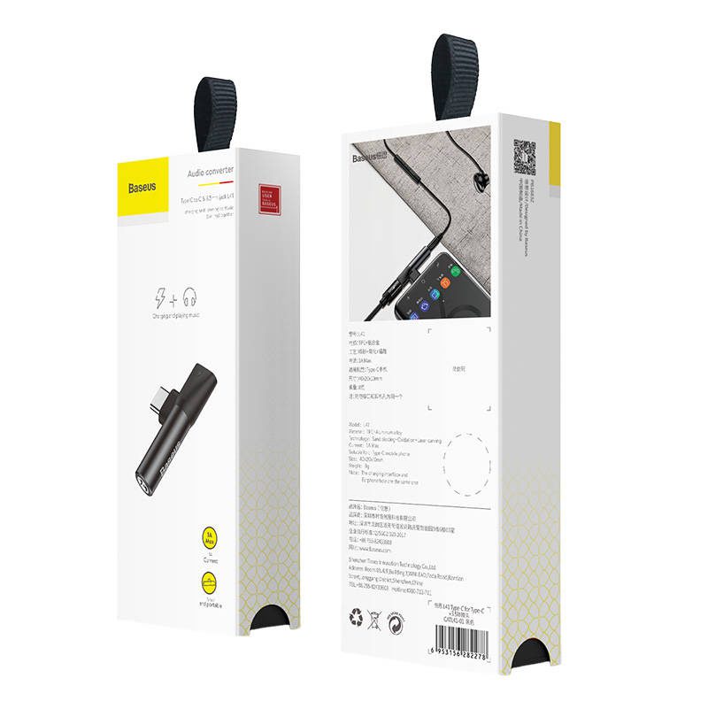 Baseus Audio Adapter USB-C to Mini Jack 3.5mm + USB-C (black) - Image 5