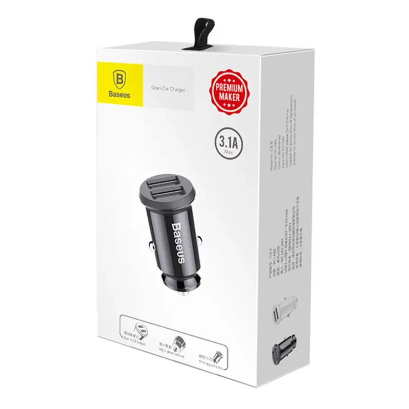 Baseus Grain Car Charger 2x USB 5V 3.1A (black) - Image 6