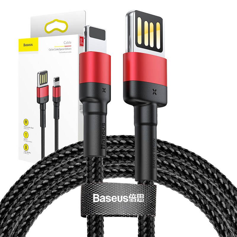 Baseus Cafule Double-sided USB Lightning Cable 2,4A 1m (Black+Red) - Image 6