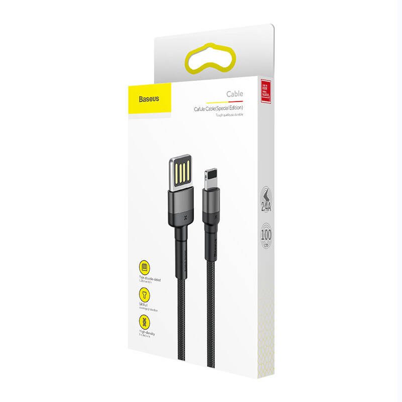 Lightning USB cable (reversible) Baseus Cafule 2.4A 1m (gray-black) - Image 5