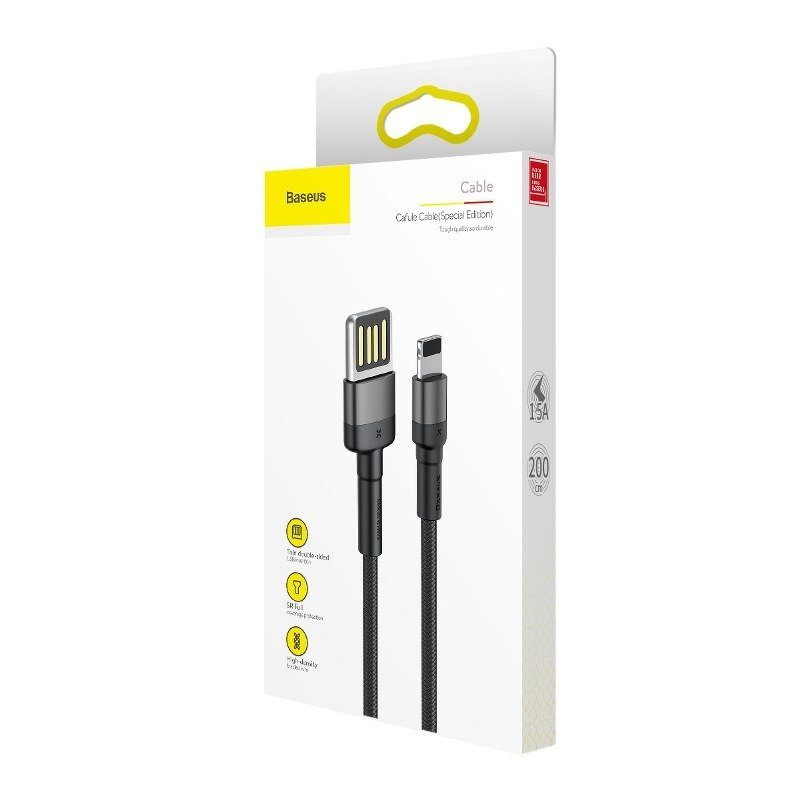 Baseus Cafule Double-sided USB Lightning Cable 1.5A 2m (Gray+Black) - Image 5