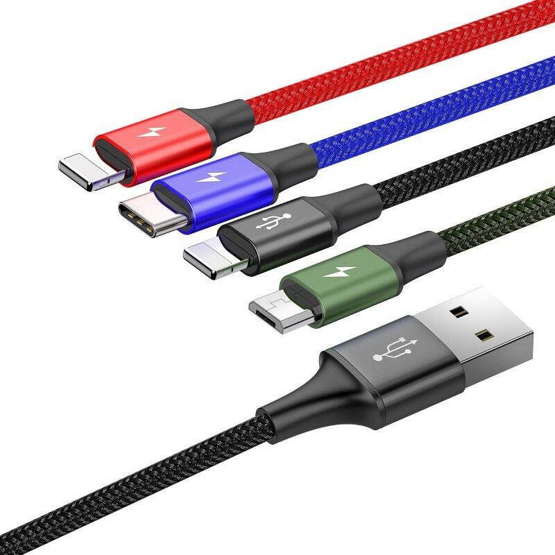 Baseus Fast USB cable 4in1 USB-C / 2x Lightning / Micro 3,5A 1,2m - black - Image 2
