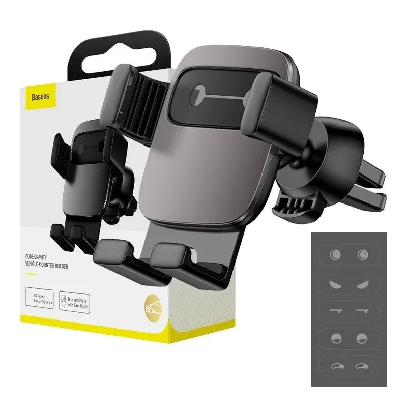 Baseus Cube Gravitational car holder on ventilation grid (Black) - Image 4