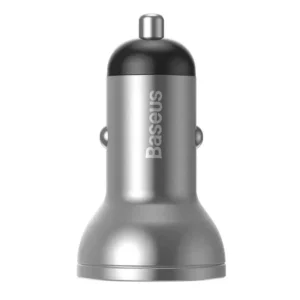 Baseus Car Charger with display, 2x USB, 4,8A, 24W (silver)