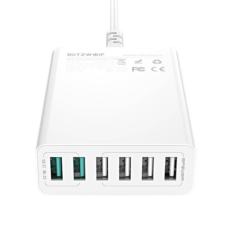 Charger 6x USB Blitzwolf BW-S15, QC 3.0, 60 W (white) - Image 2
