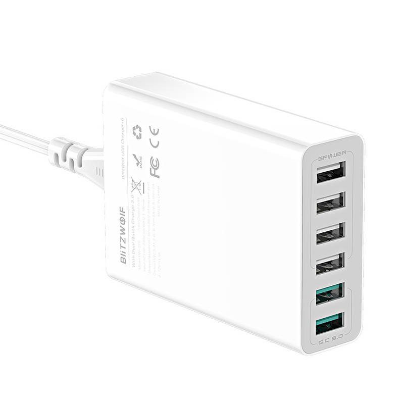 Charger 6x USB Blitzwolf BW-S15, QC 3.0, 60 W (white) - Image 4