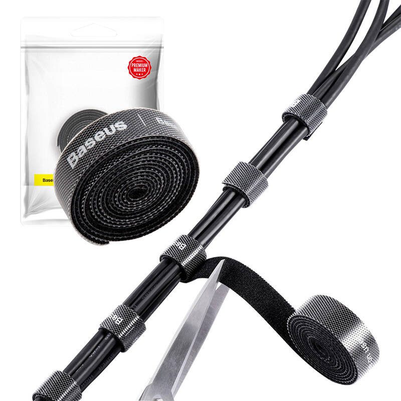 Baseus Colourful Circle Velcro Straps 1m Black - Image 5