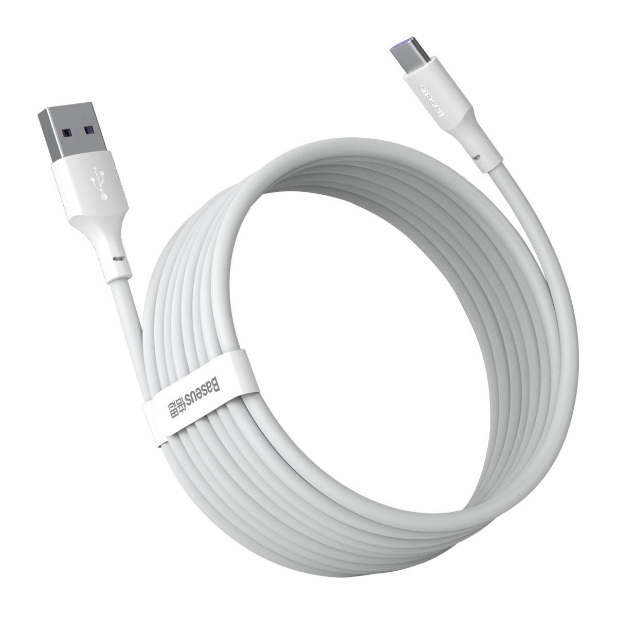 Baseus Simple Wisdom Data Cable Kit USB to Type-C 5A (2PCS/Set)1.5m White - Image 6