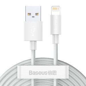 Baseus Simple Wisdom Data Cable Kit USB to Lightning 2.4A (2PCS/Set)1.5m White