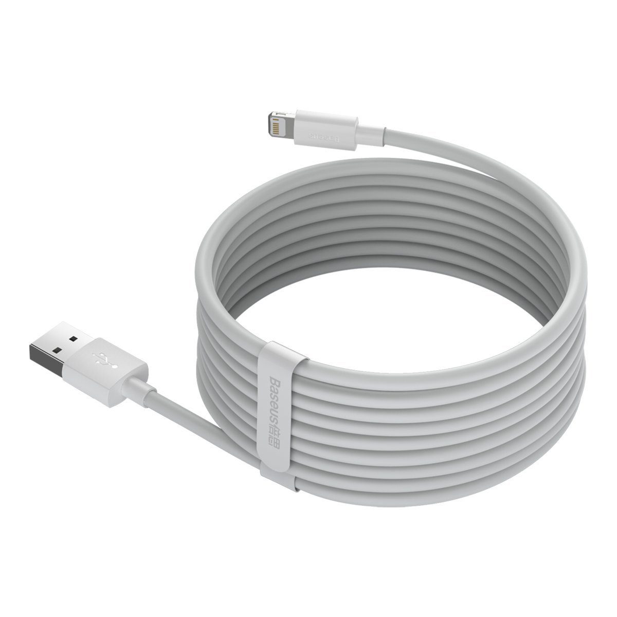 Baseus Simple Wisdom Data Cable Kit USB to Lightning 2.4A (2PCS/Set)1.5m White - Image 3
