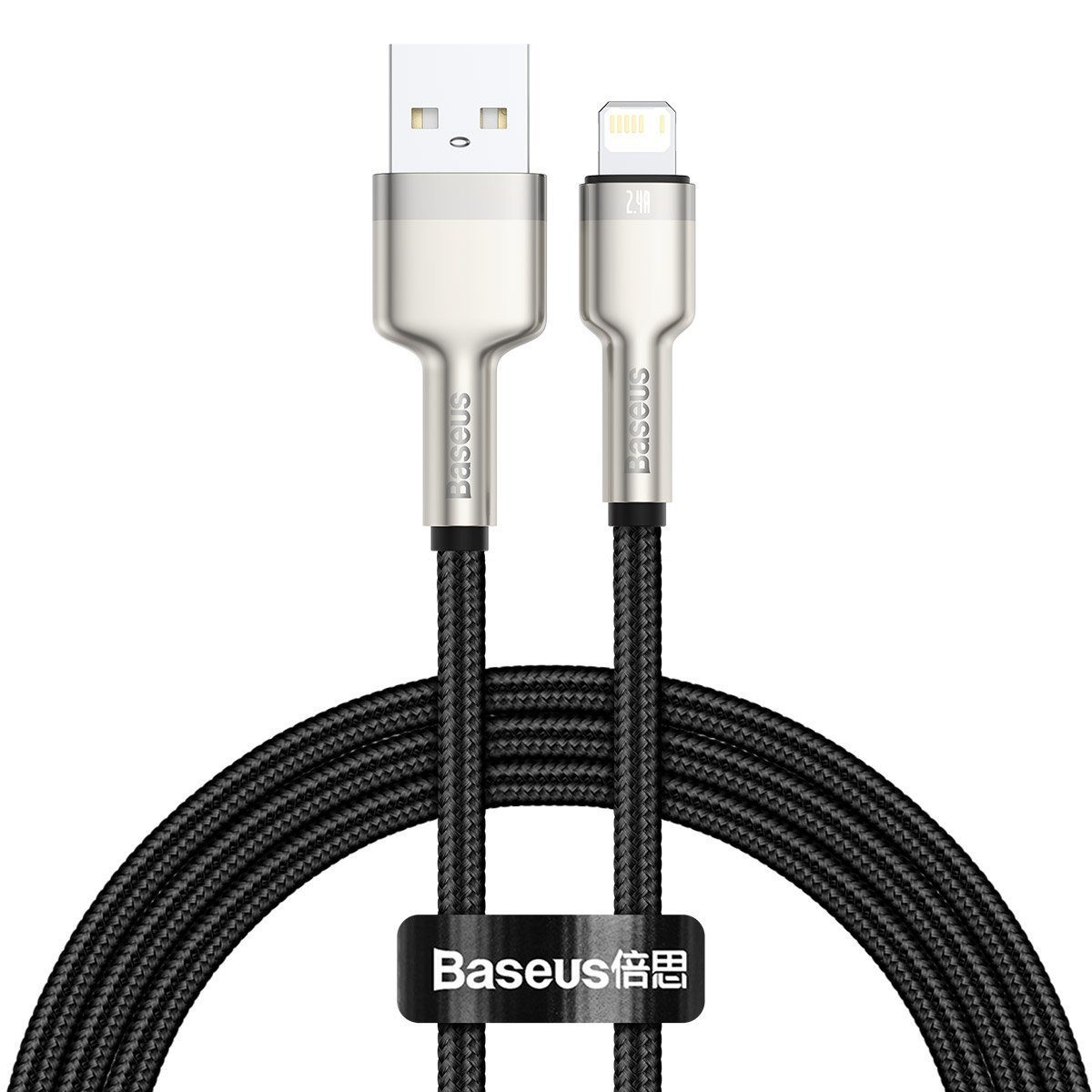 USB cable for Lightning Baseus Cafule, 2.4A, 1m (black) - Image 2