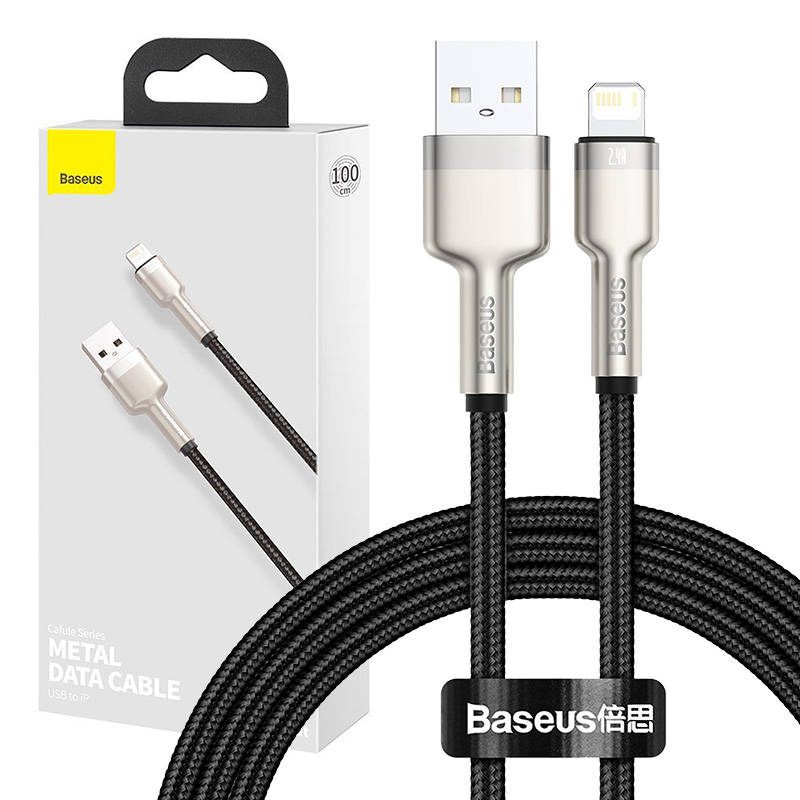 USB cable for Lightning Baseus Cafule, 2.4A, 1m (black)