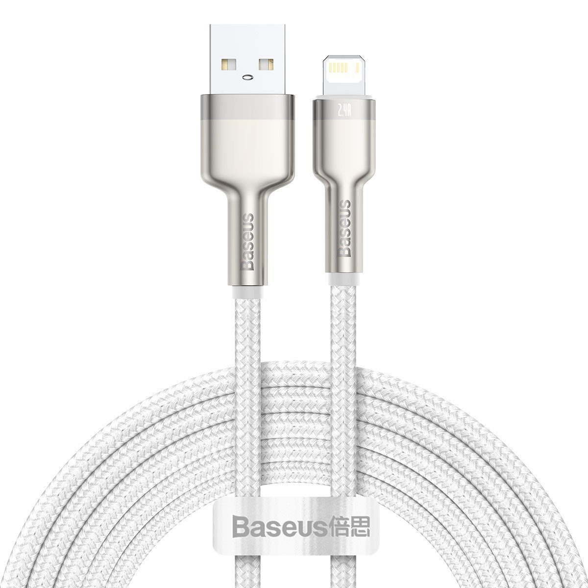 USB cable for Lightning Baseus Cafule, 2.4A, 2m (white) - Image 2