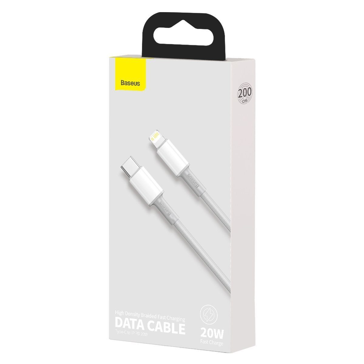 USB-C to Lightning Baseus High Density Braided Cable, 20W, PD, 2m (white) - Image 5