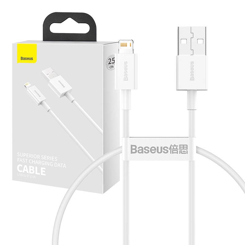 Baseus Superior Series Cable USB to Lightning, 2.4A, 0,25m (white)