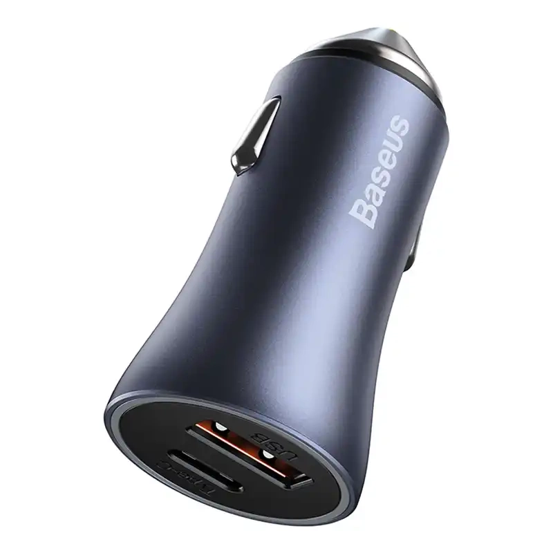 Baseus Golden Contactor Pro Car Charger USB + USB-C, QC4.0+, PD, SCP, 40W (gray) + CabelUSB do USB-C 1m (black) - Image 5