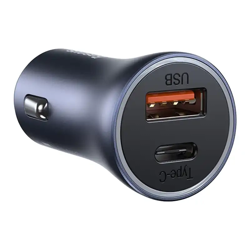 Baseus Golden Contactor Pro Car Charger USB + USB-C, QC4.0+, PD, SCP, 40W (gray) + CabelUSB do USB-C 1m (black) - Image 4