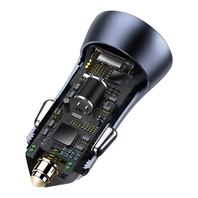 Baseus Golden Contactor Pro Car Charger USB + USB-C, QC4.0+, PD, SCP, 40W (gray) + CabelUSB do USB-C 1m (black) - Image 6