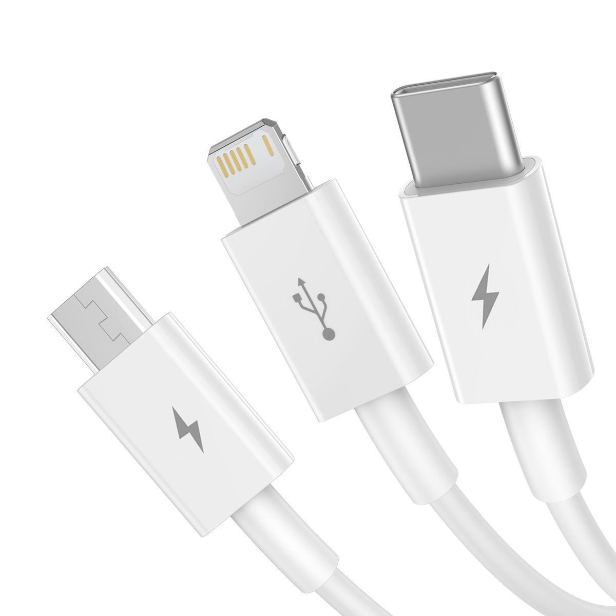 USB cable 3in1 Baseus Superior Series, USB to micro USB / USB-C / Lightning, 3.5A, 1.5m (white) - Image 3