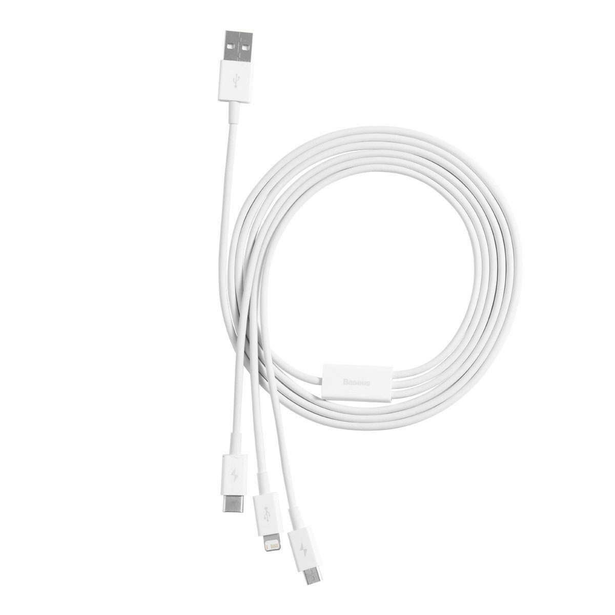 USB cable 3in1 Baseus Superior Series, USB to micro USB / USB-C / Lightning, 3.5A, 1.5m (white) - Image 6