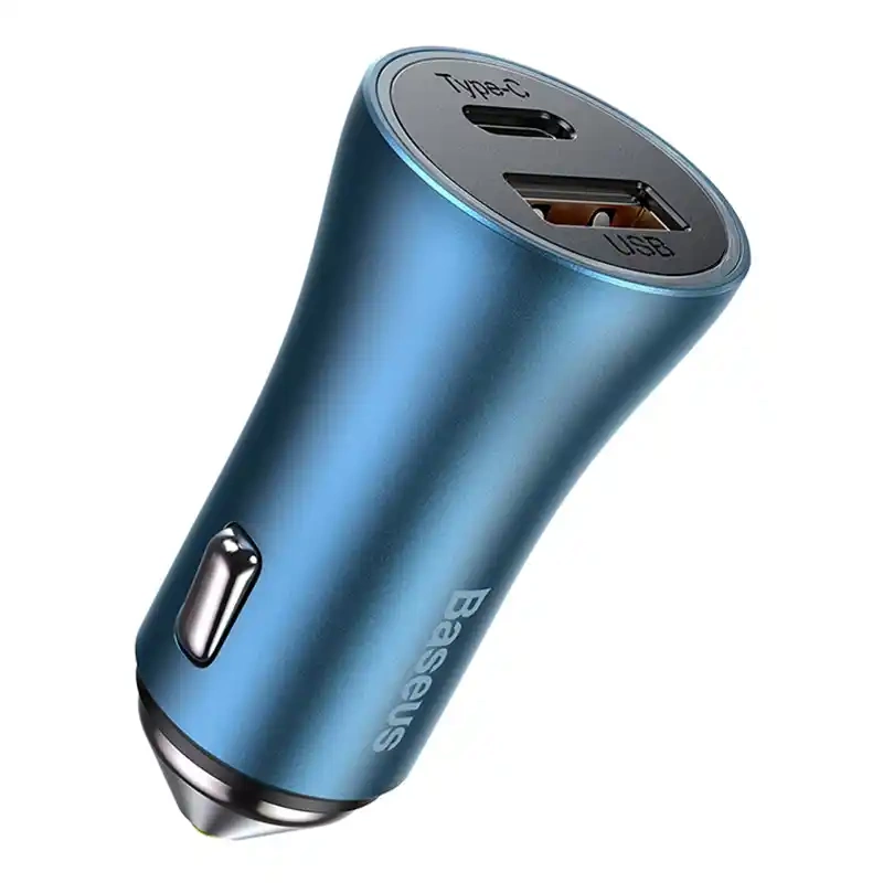 Baseus Golden Contactor Pro car charger, USB + USB-C, QC4.0+, PD, SCP, 40W (blue) + USB-C - Lightning cable 1m (blue) - Image 3