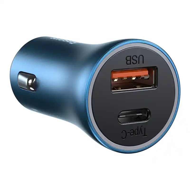 Baseus Golden Contactor Pro car charger, USB + USB-C, QC4.0+, PD, SCP, 40W (blue) + USB-C - Lightning cable 1m (blue) - Image 4